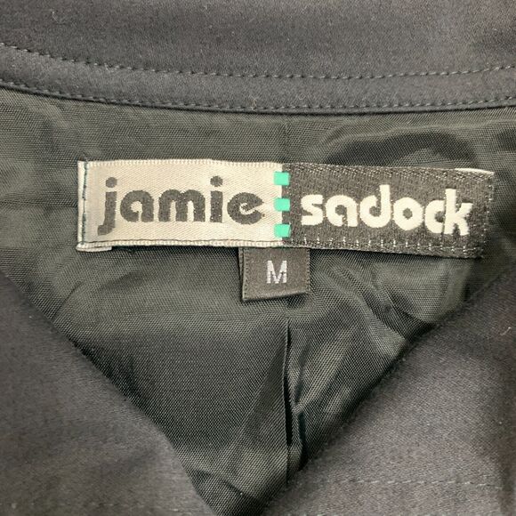 Jamie Sadock Golf Jacket Womens M Medium Black Metal Snap Buttons Retro Lined - Picture 8 of 13